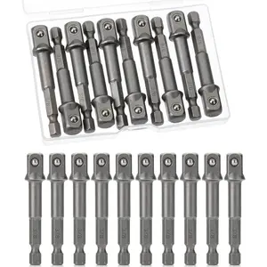 - Impact Adapter Square Socket Set, 10 count, 3/8" Square Tip, Drill Socket Adapter Set, Hex Impact Socket Adapter Set, Socket Adapter for Drill, 1/4" Hex Shank Impact Driver Socket Adapter
