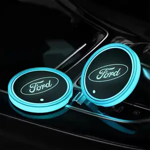 Ford Specific 7 Color LED Cup Holder Decorative Light, USB Charging Anti-Slip Coaster, Car Accessories, Car Interior Atmosphere Lamp Ambient Light, Model Xinghao