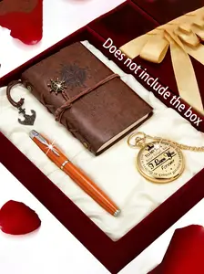 3pcs Vintage Classic Traditional Men's Pocket Watch Set with Notebook and Pen, Perfect Gift for Valentine's Day, Ramadan, Father's Day, Back-To-School, Birthday