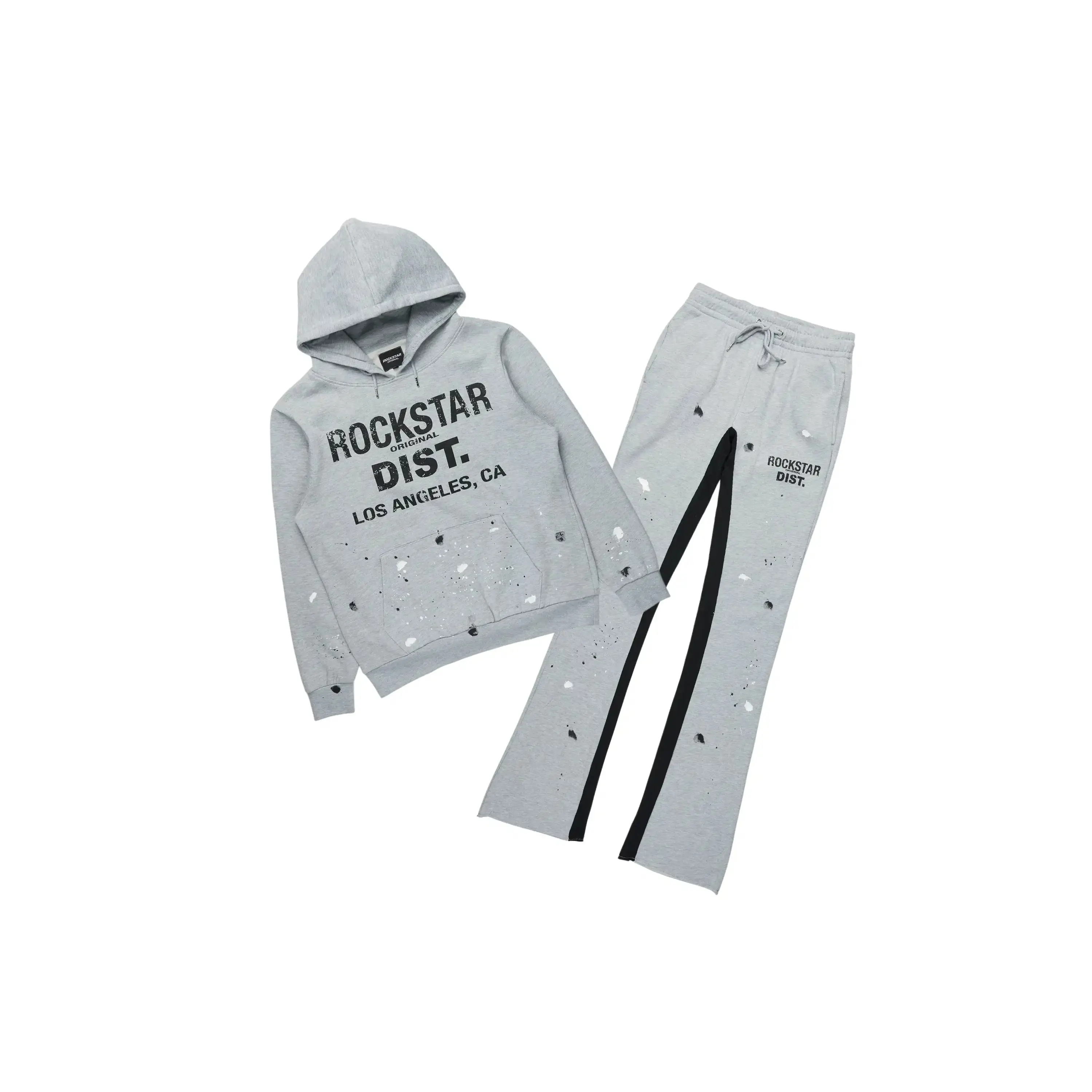 Boys Scottie Heather Grey/Black Baggy Stacked Track Set