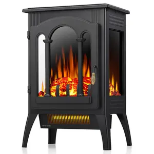R.W.FLAME Electric Fireplace Heater, 20" Freestanding Fireplace Infrared Stove 1000W/1500W, 3D Realistic Flame Effects, Adjustable Brightness and Heating Mode