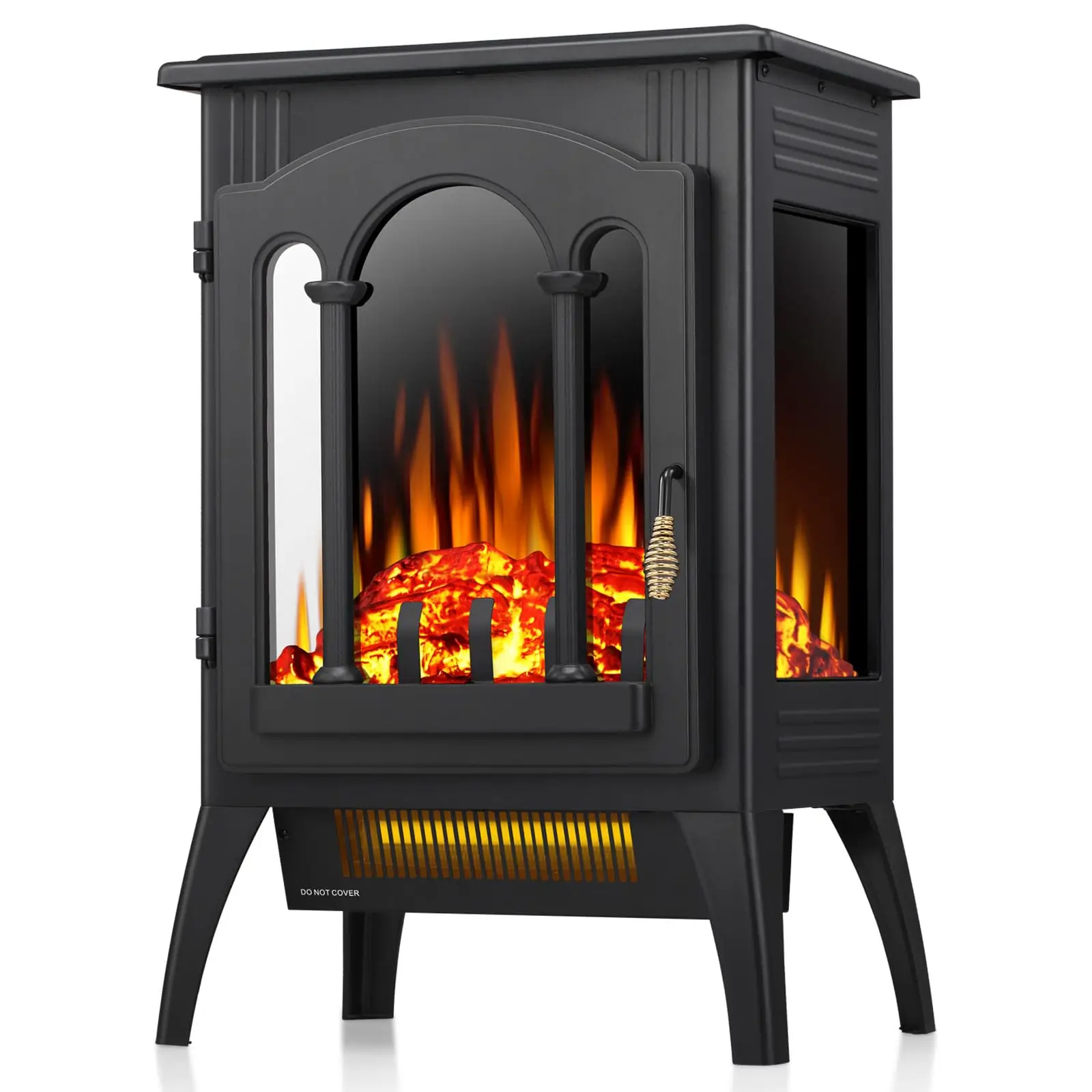 R.W.FLAME Electric Fireplace Heater, 20" Freestanding Fireplace Infrared Stove 1000W/1500W, 3D Realistic Flame Effects, Adjustable Brightness and Heat