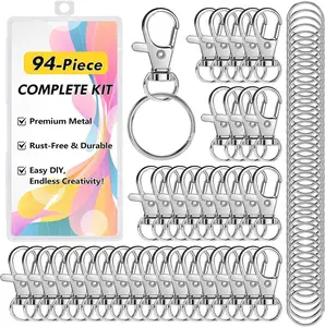 BONISON Keychain Making Kit with Lobster Claw Clasps & Key Rings – Keychain Clip Key Ring Craft Supplies for DIY Badge, Jewelry & Lanyard Projects