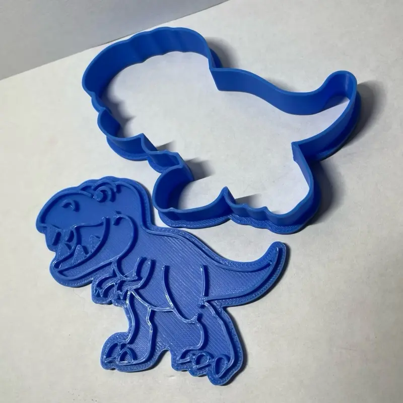 T-Rex Dinosaur Cookie Cutter - Blue Plastic - Perfect for Baking & Crafting - Durable & Easy to Use - Ideal for Kids & Adults Bakeware Kitchen Utensils