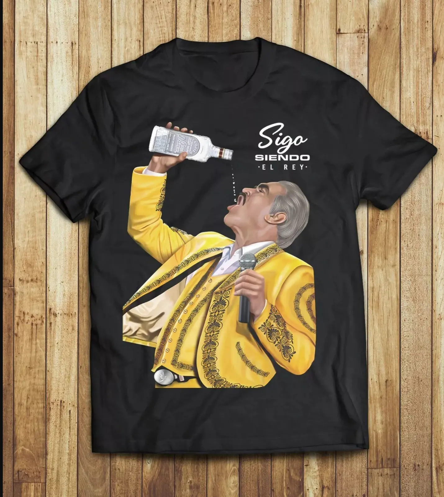 UNISEX Vicente Fernandez El Rey T-Shirt limited edition rare collectible Mexico new Shortsleeve Casual Classic Cotton Fabric Menswear Top Soft Clothing