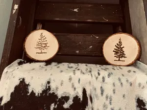 Tree Coaster Wood Burned Set