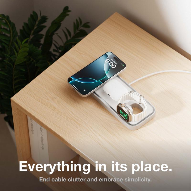 NOCO XGrid XDP3: 3-in-1 Wireless Charging Pad – For iPhone, Apple Watch, and AirPods – MagSafe Compatible, Qi2 Certified