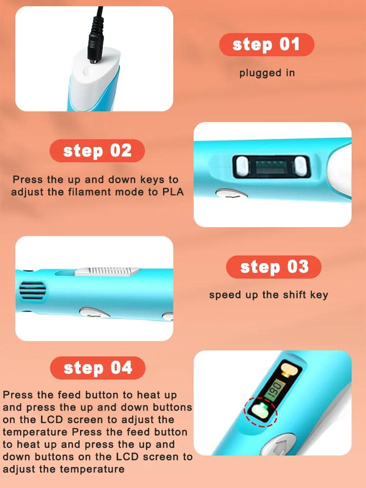 New Generation LED Display Electronic 3D Printing Pen Three-Dimensional Graffiti Painting Tool DIY Smart Toy Birthday Gift