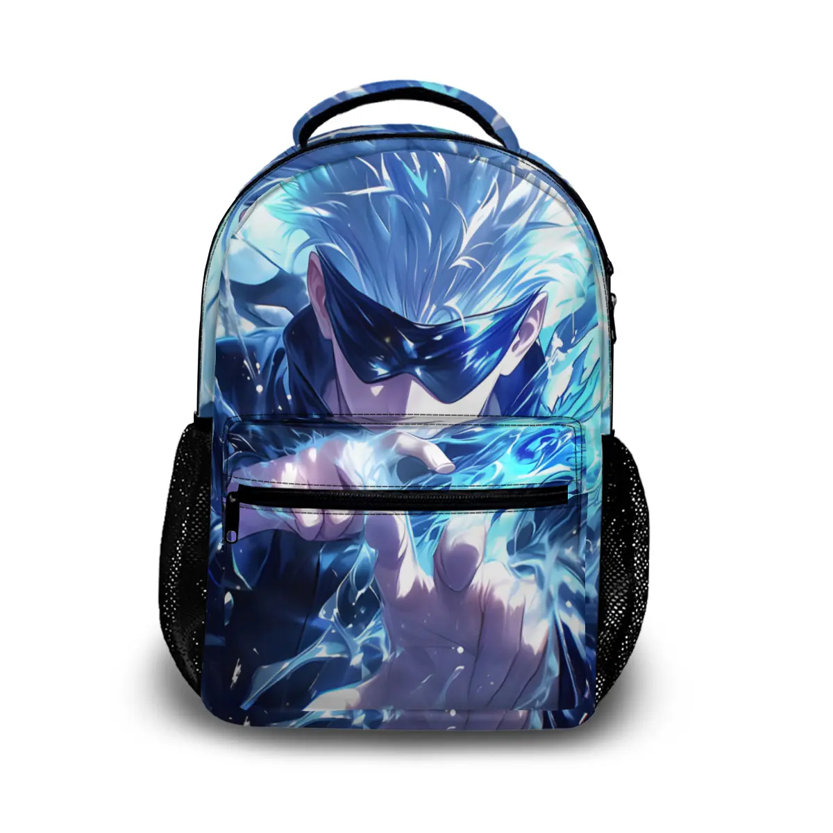 Anime Lovers’ Dream Backpack: 17-inch Jujutsu Kaisen Gojo Anime Waterproof Design | 10 Pockets, Padded Straps, Reinforced Base | Perfect for Commuting & Outdoor