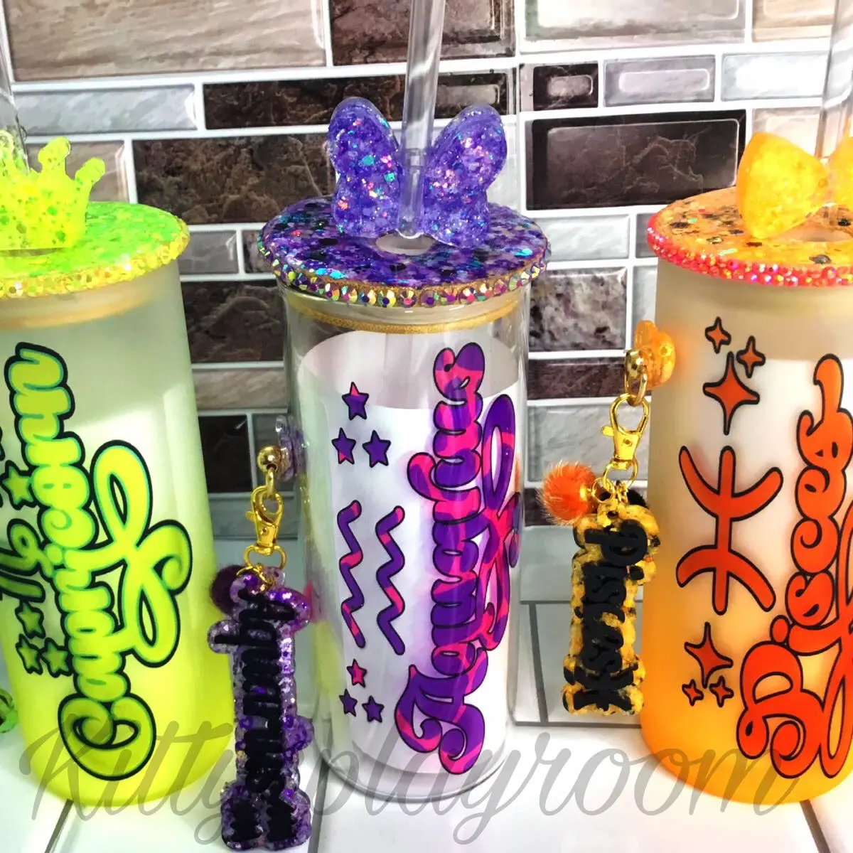 Zodiac Glass Tumblers w/ matching detachable keychains