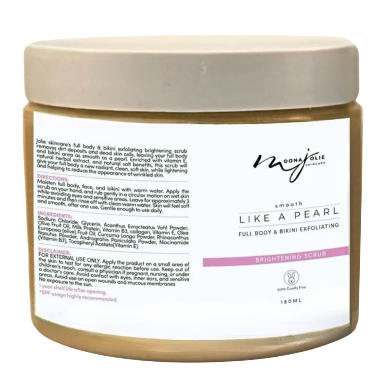 Jolie's Smooth Like A Pearl Full Body and Bikini Exfoliating Brightening Scrub (Brown) - Exfoliating Scrub for Smooth Skin