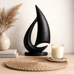 Abstract Sailboat Sculpture Modern Minimalist 3D Printed Home Decor Statue for Living Room Office Shelf Ornament