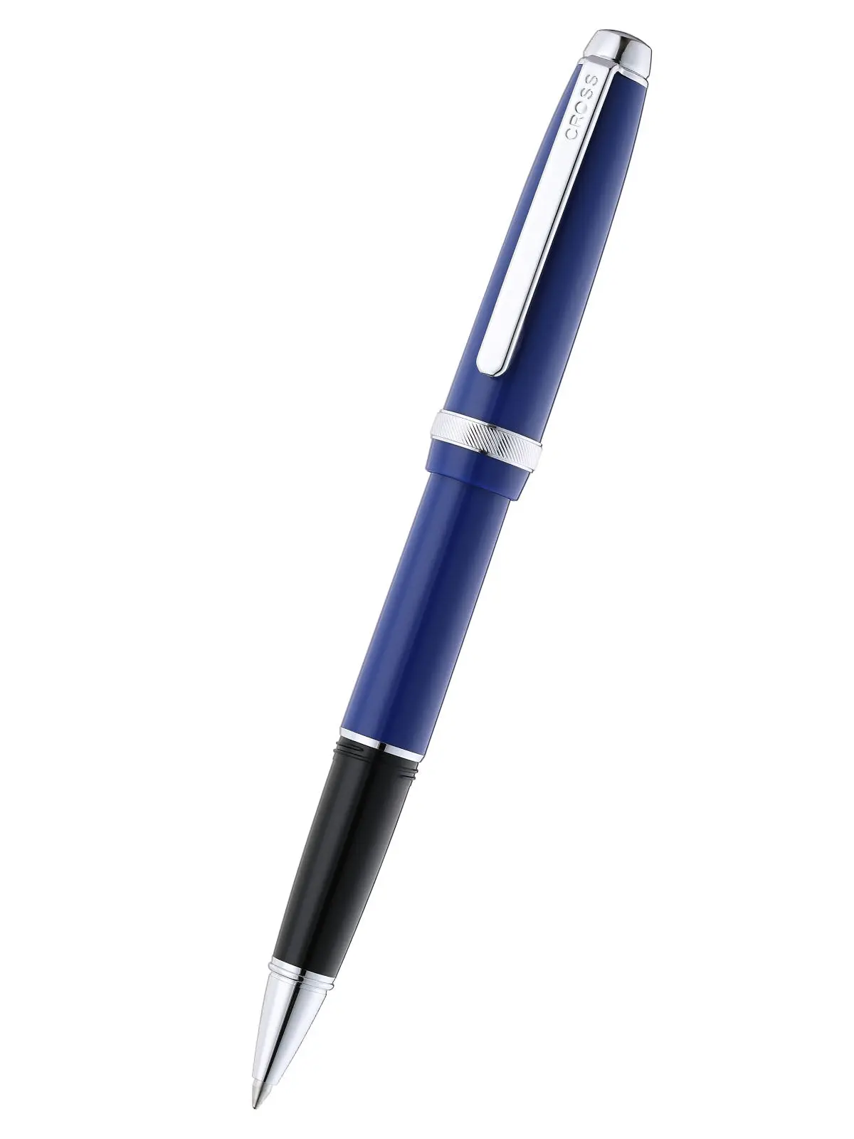 Lume Deep Sea Blue Resin Body Ballpoint Pen with Polished Chrome Bands, Blue Ink Pens & Refills