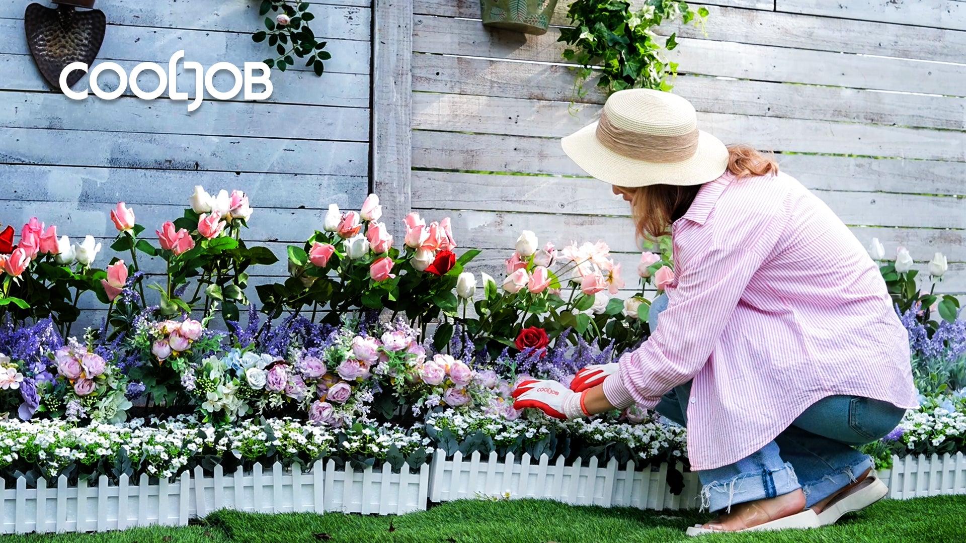 COOLJOB 2/6/10 Pairs Gardening Gloves for Women Ladies, Breathable Rubber Coated for Yard Garden, Lavender Purple & Green Apple