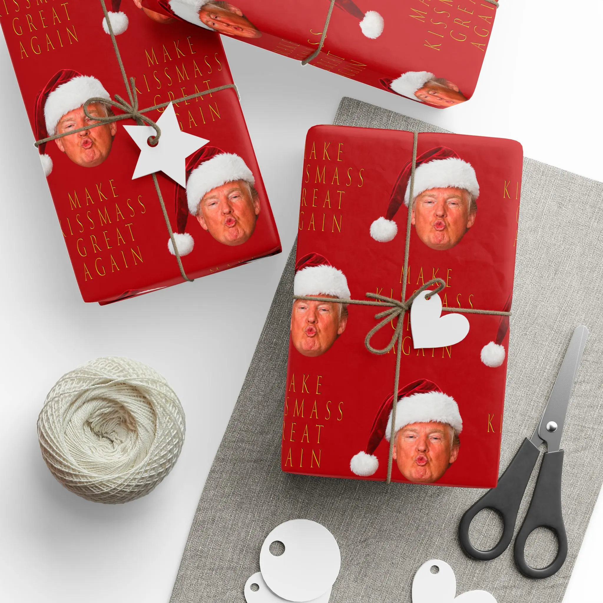 Funny Christmas Wrapping Paper - Political Satire Gag Gift Wrap for Him, Patriotic Conservative Humor, Novelty Holiday Paper Roll, White Elephant Gift for Dad, Husband, Grandpa