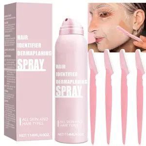 Hair Identifier Spray for Face Shaving Dermaplaning Tool Skin Body Dermaplaning Peach Fuzz Remover Spray for Women, Face Shaver Hair Removal Kit Excess Hair Dermaplane Razor with 4 Face Razor