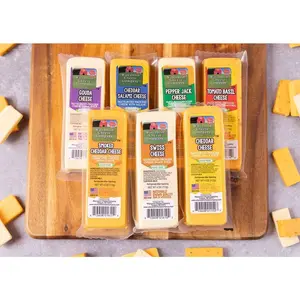 Cheese Specialty 100% Wisconsin Cheese Block Assortment Sampler (7 Blocks) Cheddar, Pepper Jack, Swiss, Gouda, Salami, Smoked Cheddar Tomato Basil|   Locally Sourced|   Perfect for Parties, Charcuterie Boards and Birthday Gifts|   Great Birthday