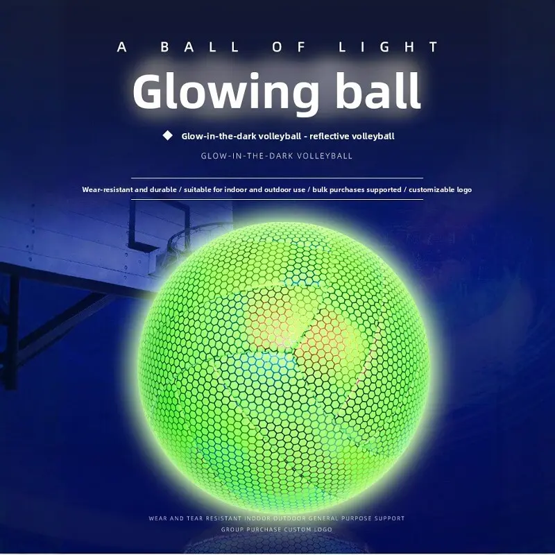 Light Glow-In-The-Dark Volleyball, Softy Outdoor & Indoor Sports Ball, Pain-Free Play, Real Feel, Elastic Training, PU Material, Volleyball Balls