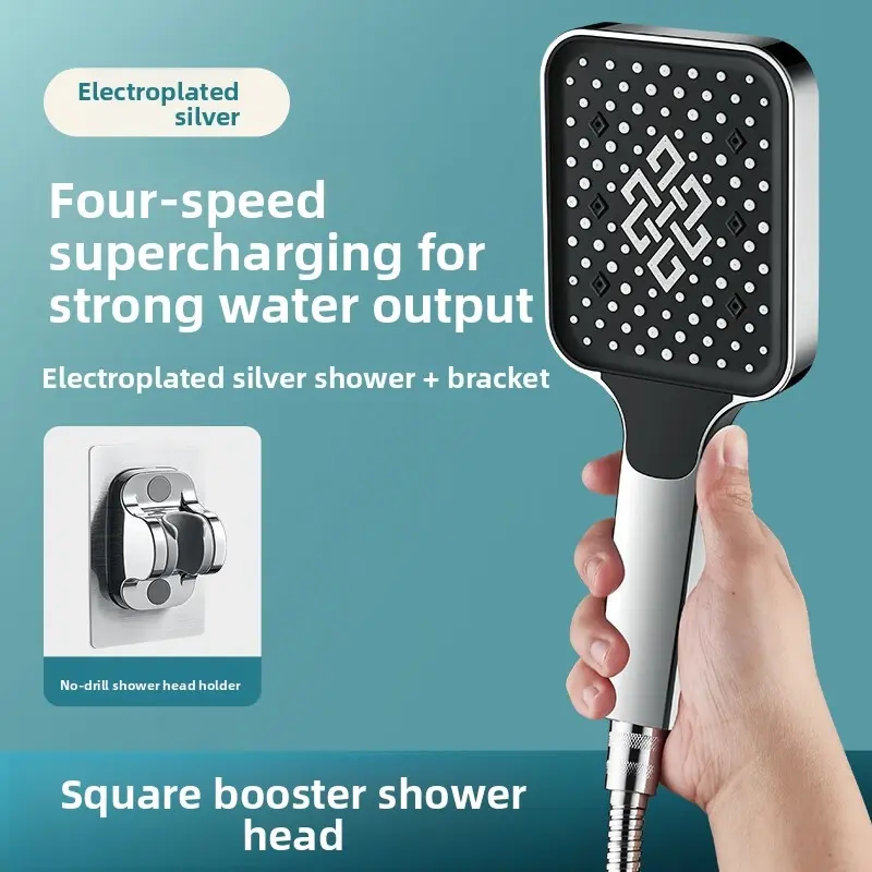 Electroplated silver showerhead + bracket