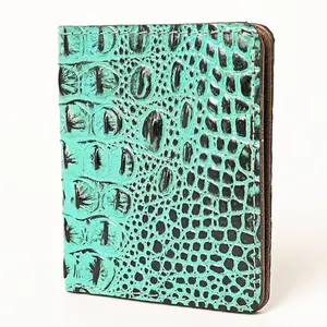 ADBG1248 Turquoise Croc-Embossed Leather Wallet - Western Rodeo Style