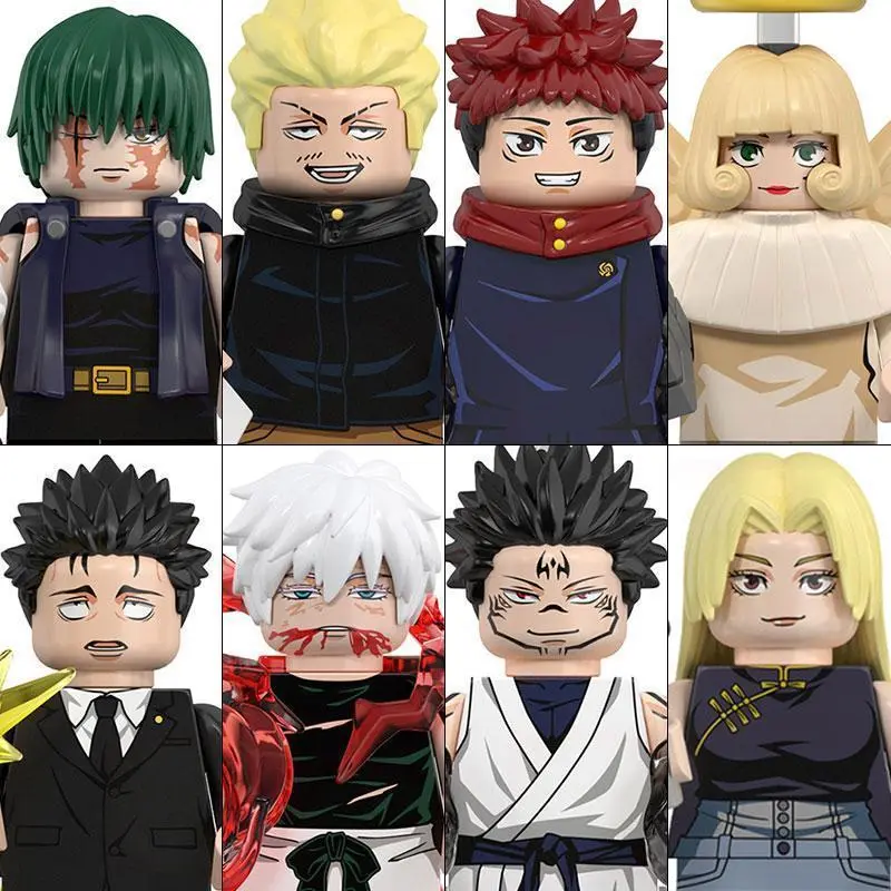 WM6202 Jujutsu Kaisen Nendoroid Doll Ornaments, Itadori Yuji-Gojo Satoru-Ryomen Mini Building Block Action Figures, Christmas Gift for Kids (Home Decor Statue)