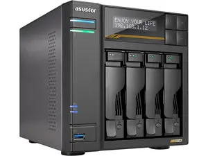 Asustor Lockerstor 4 Gen3 AS6804T 4 Bay NAS, Quad-Core 2.3GHz CPU, Dual USB 4 Ports, Dual 10GbE Ports, Dual 5GbE Ports, 16G ECC RAM DDR5, Four M.2 SSD Slots (Diskless)