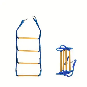 1 Blue Polyester Flexible Ladder - 4-Stage Sea Climbing Rope Ladder for Kayaking, Yachting and Leisure Use, Durable and Lightweight Design for Outdoor Adventures, Kayaking Gear, Yachting Equipment, Functional Style, Safety Pedals