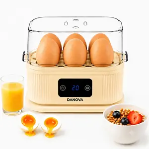 DANOVA Egg Cooker Machine - 6-Capacity Electric Boiler, Multifunctional Poacher, Digital Display, BPA-Free, Hard/Soft Boiled & Omelet Maker for Healthy Breakfasts, Multifunctional Egg Poacher
