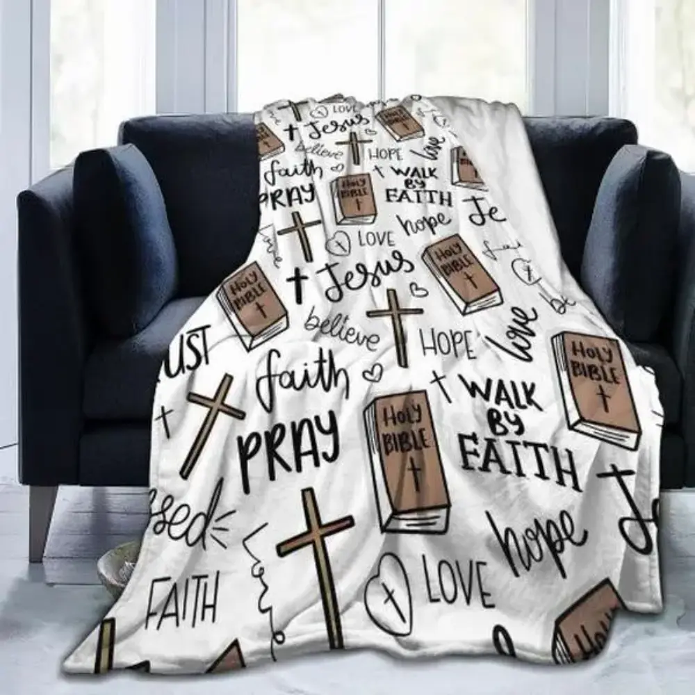Christian Bible Jesus Unisex Premium Fleece Throw Blanket - Fluffy Soft Decorative Sofa Blanket, Lightweight, Cozy Warm, 80x60 In for Bedroom, Living Room (TikTok Shop Spring Glow Up)