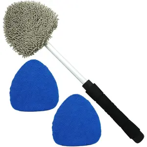 Windshield Cleaner Tool,Interior Windshield Cleaning Tool with Extendable Handle,Microfiber and Chenille  Inside Windshield Cleaner Tool Anti Fog, Streaks Free