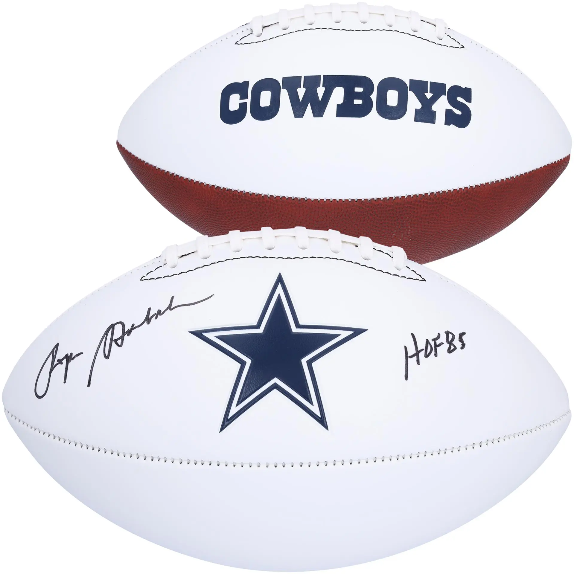 Roger Staubach Dallas Cowboys Autographed Franklin White Panel Football with "HOF 85" Inscription - Fanatics Authentic Certified