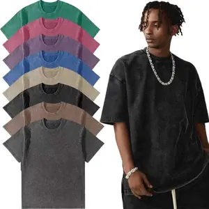 3 Pack Oversized Tshirts for Men Gym Vintage Heavyweight Cotton Workout Acid Wash Baggy Tees Fitness Running Tops