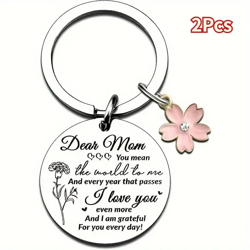 Cute Solid Stainless Steel Keychains (2Pcs) - Name Personalization, Custom Message Engraving, Exquisite Craftsmanship, Heart Decorative Keyring, Mom Anniversary Gift Accessory, Cute Keychains, Engraved Name, Customized, Gift Ideas, Engravings