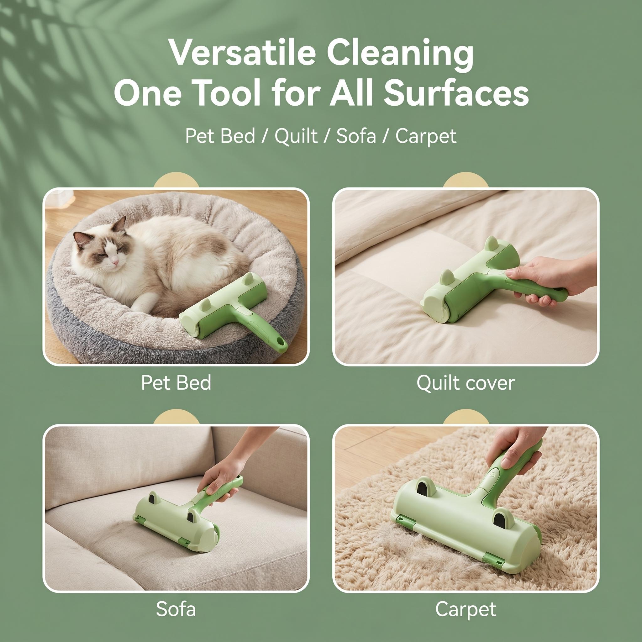 Reusable Pet Hair Removal Roller, Suitable for Dogs and Cats - Extra-Wide 7-Inch Durable Nylon Fiber Hair Remover, Hair Removal Gloves and Roller, Self-Cleaning No-Tape Brush, Suitable for Mattresses, Sofas, Pet Beds, Practical Household Lint Remover