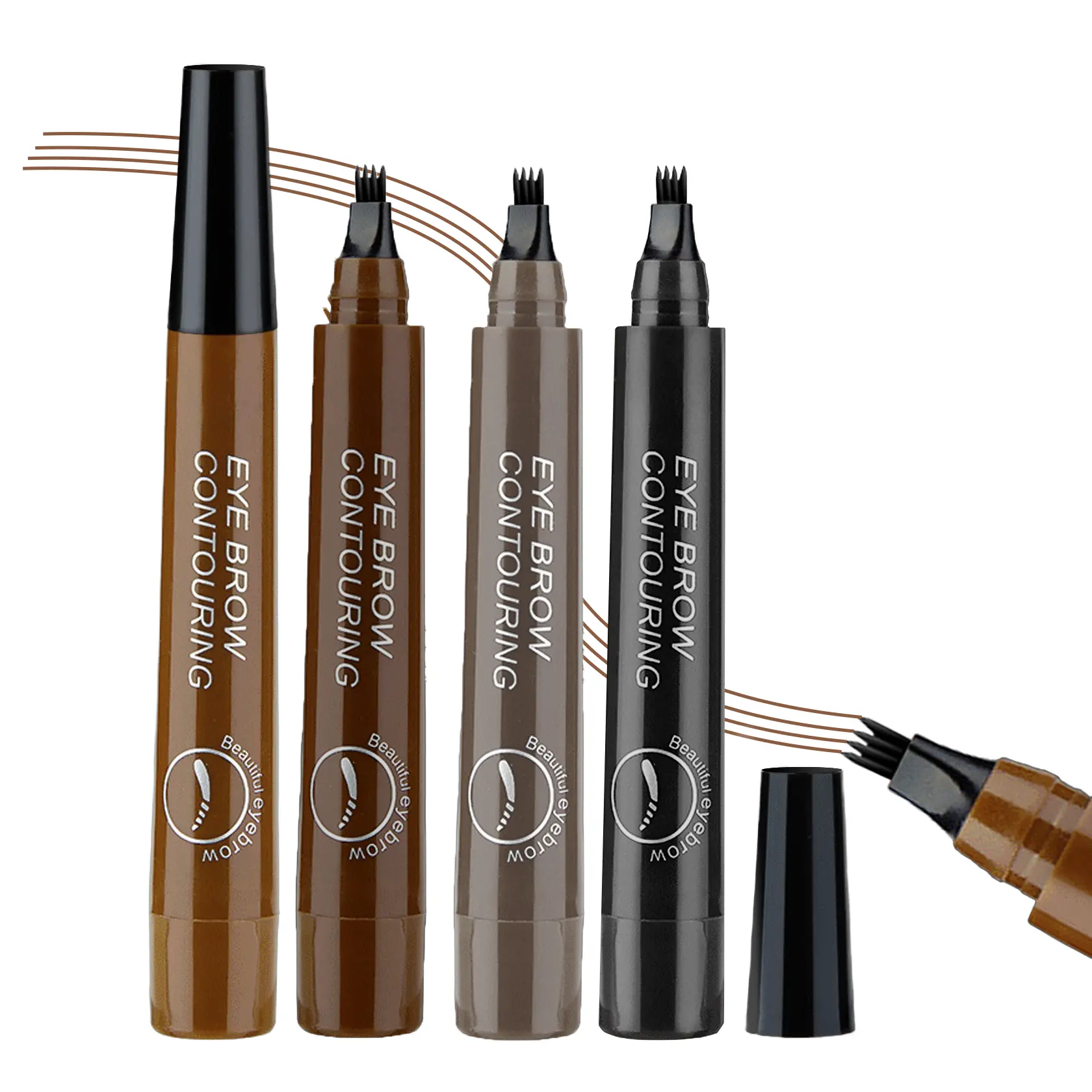 QIUFSSE 3Pcs Ultimate 3-in-1 Brow & Liner Kit | Microblading Pens for Natural Strokes, Waterproof & Double as Eyeliner | All-Day Wear