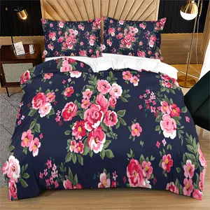Vintage floral duvet cover with an oil painting texture, ideal as a decorative gift for adult bedrooms, includes 1 duvet cover and 1 or 2 pillowcases (excluding the duvet insert and pillow inserts) Duvet Cover Sets