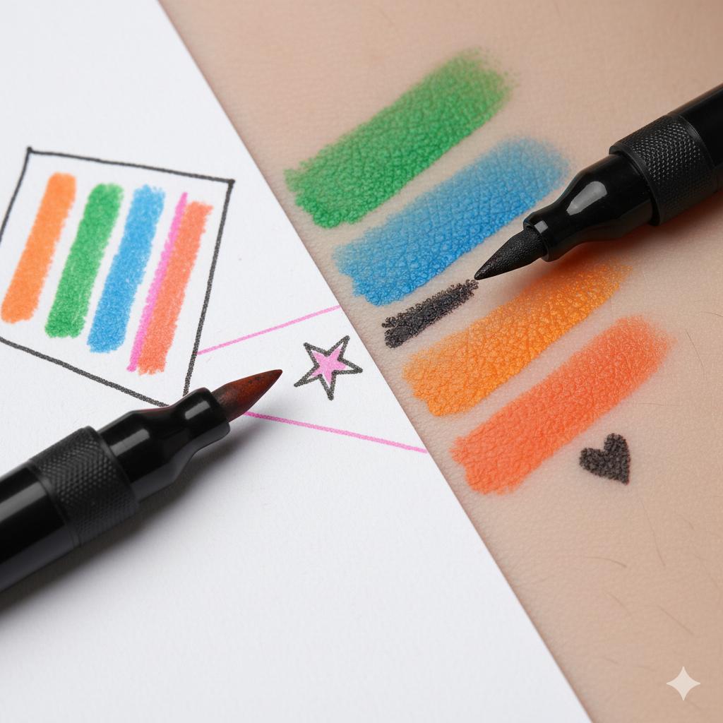 Multi-Functional Face & Body Paint Pens - Colored Markers for Drawing, Face Painting, Arm & Body Art with Reusable Tattoo Stencils, Bold & Delicate Lines for Art Parties School DIY