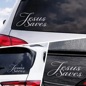 Jesus Saves Car Decal - Elegant Script Design for Vehicle Windows - Perfect for Faithful Expression - High-Quality Vinyl Sticker