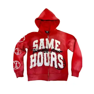 Red Hooded Zipper Jacket - Oversized Fit with Same Hour Pattern Hip Hop Streetwear Front Closure Asymmetric Hem Machine Washable for Concerts Parties and Daily Wear Casual Fabric Long Sleeve Menswear buy an official england shirt camisa de fes maison ms m