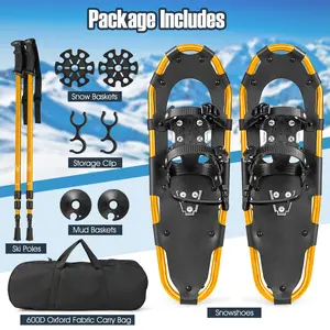 LIFEZEAL 21"/25"/30"4-in-1 Lightweight Terrain Aluminum Snowshoes W/Ski Poles Carry Bag