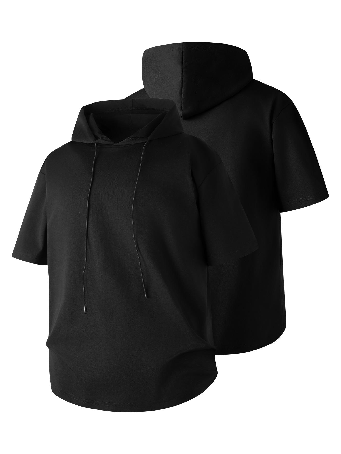 Men’s short-sleeve hoodie, quick-dry ice cool breathable hooded T-shirt, loose-fit casual athletic top for gym workouts and everyday wear