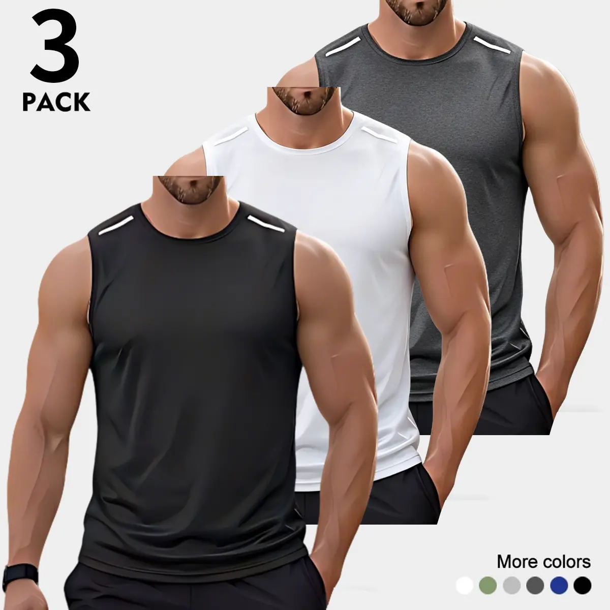 3-pack — sizes designed for muscular individuals; please refer to the size chart. Men’s premium ultra-soft tank top; high-stretch, breathable muscle shirt; fitness and casual shirt; mesh breathable quick-dry pullover; TikTok selection.
