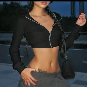 Long Sleeve Zipper Hoodie Top