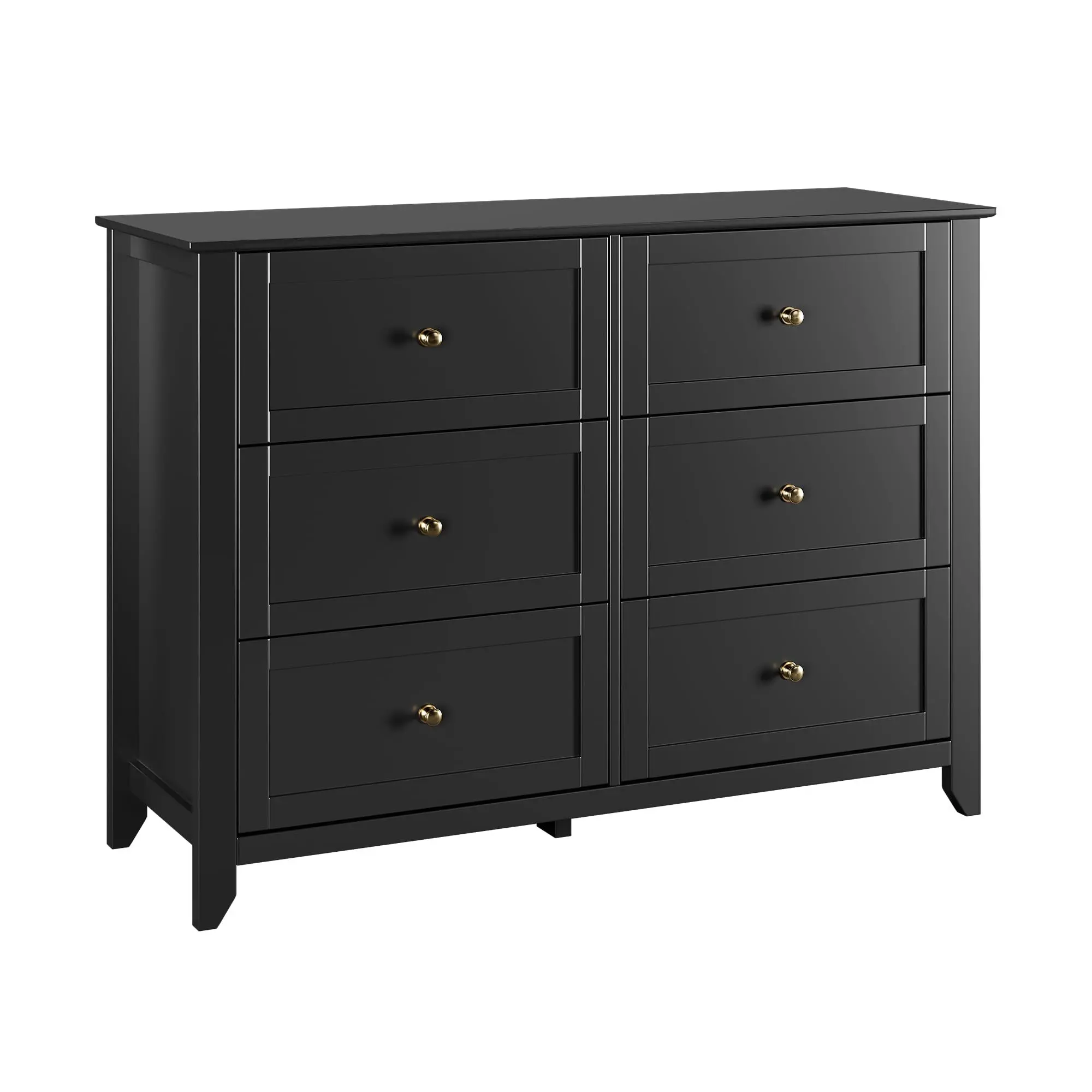 6-Drawer Minimalist Composite Wood Dresser - Tool-Free Assembly, Silent Drawers, Metal Handles, 16-Inch Deep, 32-Inch High Modern Storage Organizer Cabinet for Bedroom, Living Room