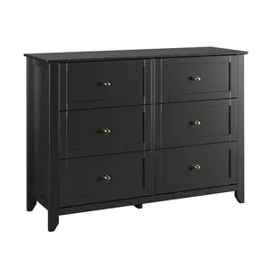 6-Drawer Minimalist Composite Wood Dresser - Tool-Free Assembly, Silent Drawers, Metal Handles, 16-Inch Deep, 32-Inch High Modern Storage Organizer Cabinet for Bedroom, Living Room