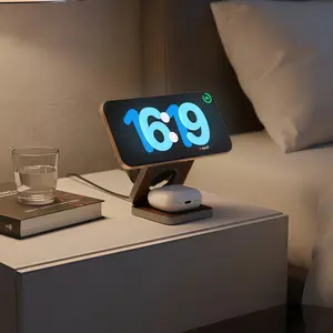 AuraGo 15W Foldable 3-in-1 Wireless Charger FastCharging Station for iPhone  AirPods Apple WatchTravel-Friendly Stand Portable Chargers Electronic Cellphone portable charger