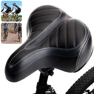 Comfort Bike Seat for Women Men,Wide Bicycle Saddle Replacement, Memory Foam Padded Soft Bike Cushion with Dual Shock Absorbing, Universal Fit for Indoor/Outdoor Bikes,Fit for Road Bikes