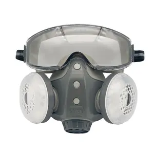 Reusable Respirator Face Mask Set, Dustproof Toxic Protection, Half-Face with Goggles, Industrial Painting, Mining, Woodworking, Farming