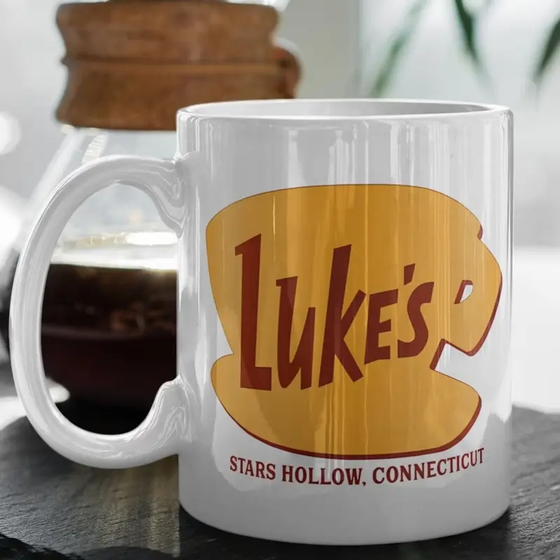 Luke's Stars Hollow Connecticut Gilmore Girls Yellow Logo Ceramic Mug Gift Valentines Gift