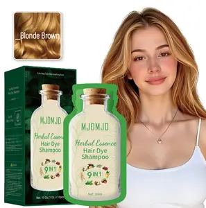 MJDMJD Bubble Foam Hair Dye Shampoo, 9 in 1 Dye for 100% Grey Coverage, Permanent Hair Coloring for Men & Women, Long-lasting & Travel-friendly, Ammonia-free, 10 Sachet x 30 ml (Blonde Brown)